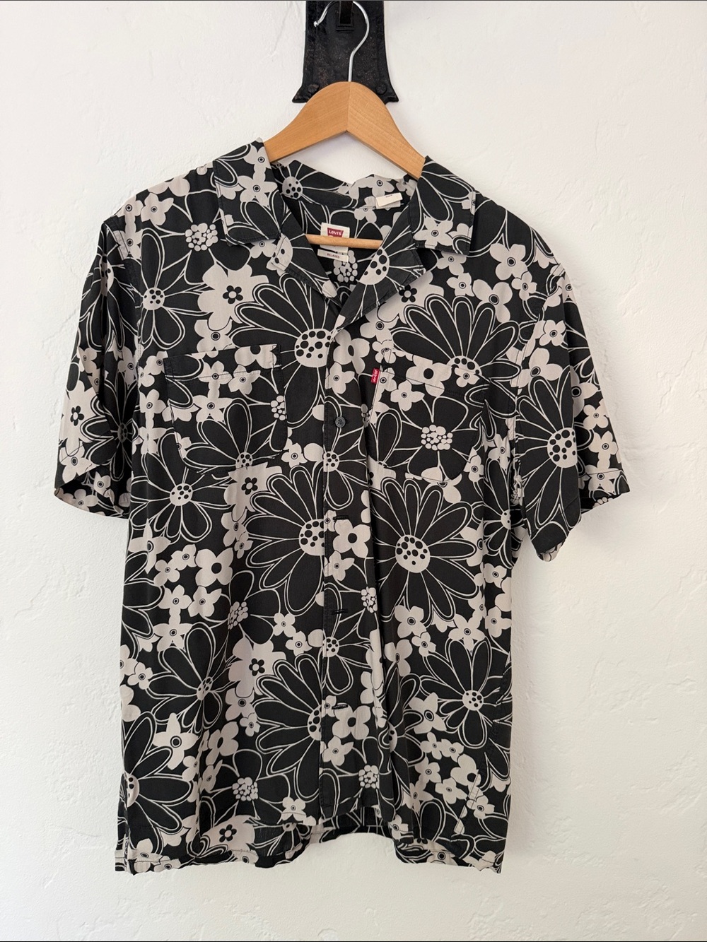Levi's Black & Cream Floral Polo Shirt